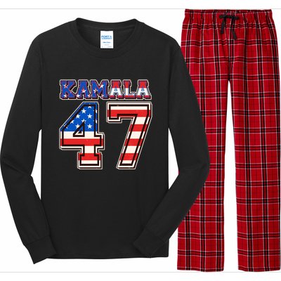 Vintage Patriotic Sporty Kamala Harris 47 Long Sleeve Pajama Set