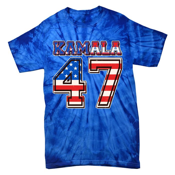 Vintage Patriotic Sporty Kamala Harris 47 Tie-Dye T-Shirt