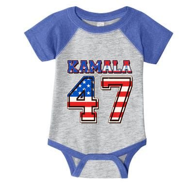 Vintage Patriotic Sporty Kamala Harris 47 Infant Baby Jersey Bodysuit