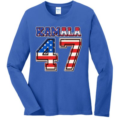 Vintage Patriotic Sporty Kamala Harris 47 Ladies Long Sleeve Shirt