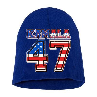 Vintage Patriotic Sporty Kamala Harris 47 Short Acrylic Beanie