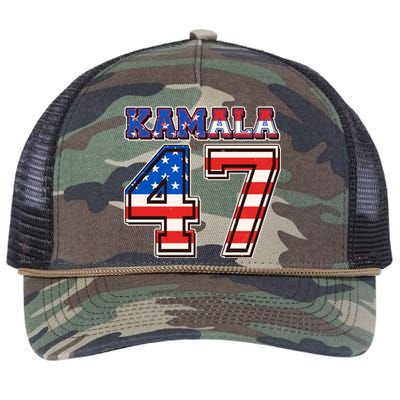 Vintage Patriotic Sporty Kamala Harris 47 Retro Rope Trucker Hat Cap