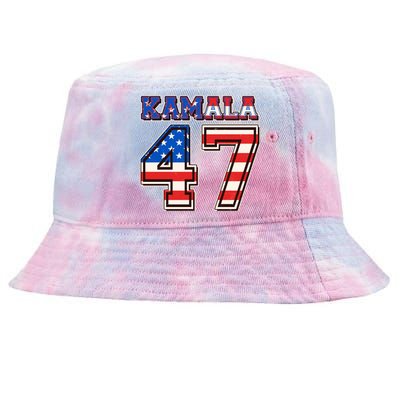 Vintage Patriotic Sporty Kamala Harris 47 Tie-Dyed Bucket Hat