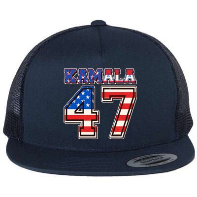 Vintage Patriotic Sporty Kamala Harris 47 Flat Bill Trucker Hat