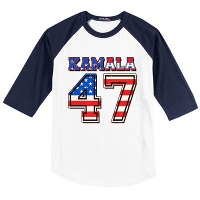 Vintage Patriotic Sporty Kamala Harris 47 Baseball Sleeve Shirt