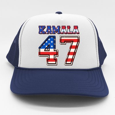 Vintage Patriotic Sporty Kamala Harris 47 Trucker Hat