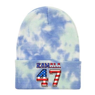 Vintage Patriotic Sporty Kamala Harris 47 Tie Dye 12in Knit Beanie