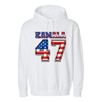 Vintage Patriotic Sporty Kamala Harris 47 Garment-Dyed Fleece Hoodie