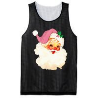 Vintage Pink Santa Claus Pink Christmas  Mesh Reversible Basketball Jersey Tank