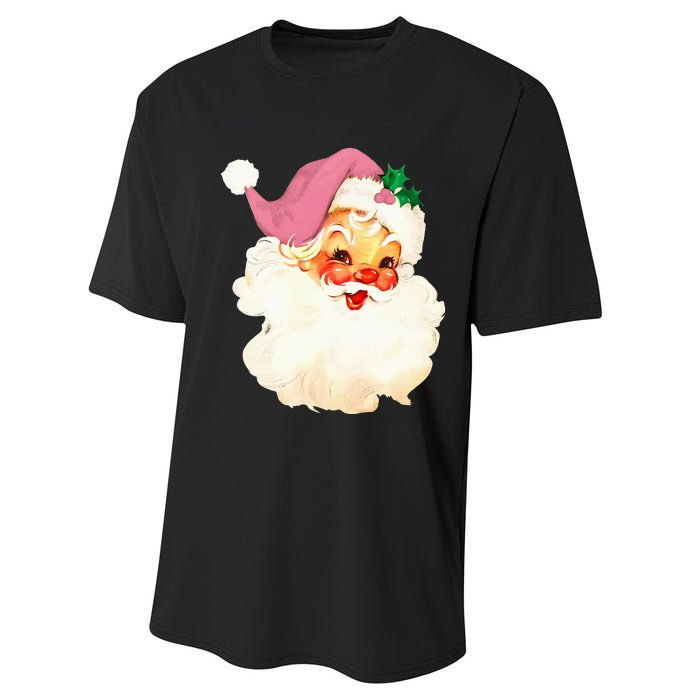 Vintage Pink Santa Claus Pink Christmas  Performance Sprint T-Shirt