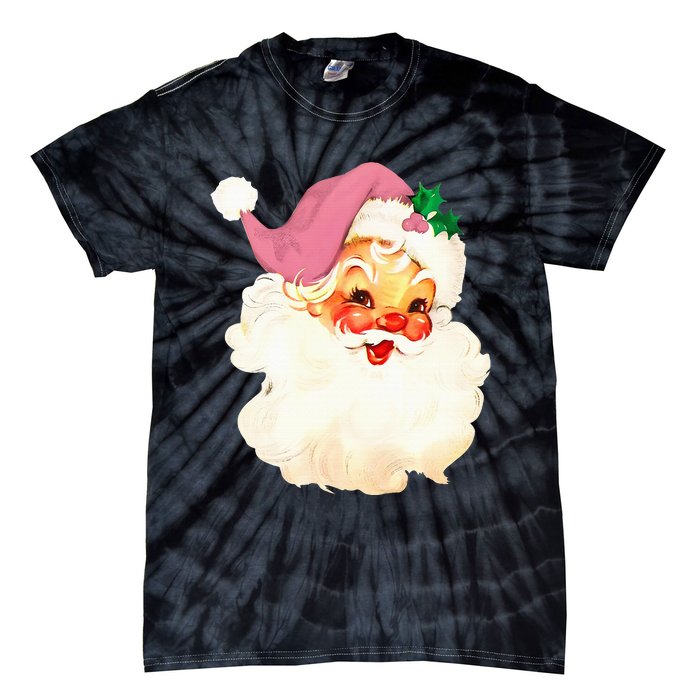 Vintage Pink Santa Claus Pink Christmas  Tie-Dye T-Shirt