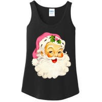 Vintage Pink Santa Claus Pink Christmas Pink Pajamas Xmas Ladies Essential Tank