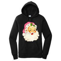 Vintage Pink Santa Claus Pink Christmas Pink Pajamas Xmas Women's Pullover Hoodie