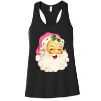 Vintage Pink Santa Claus Pink Christmas Pink Pajamas Xmas Women's Racerback Tank