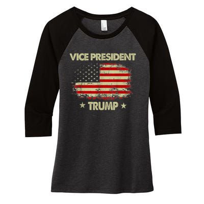 Vice President Trump Flag Women's Tri-Blend 3/4-Sleeve Raglan Shirt