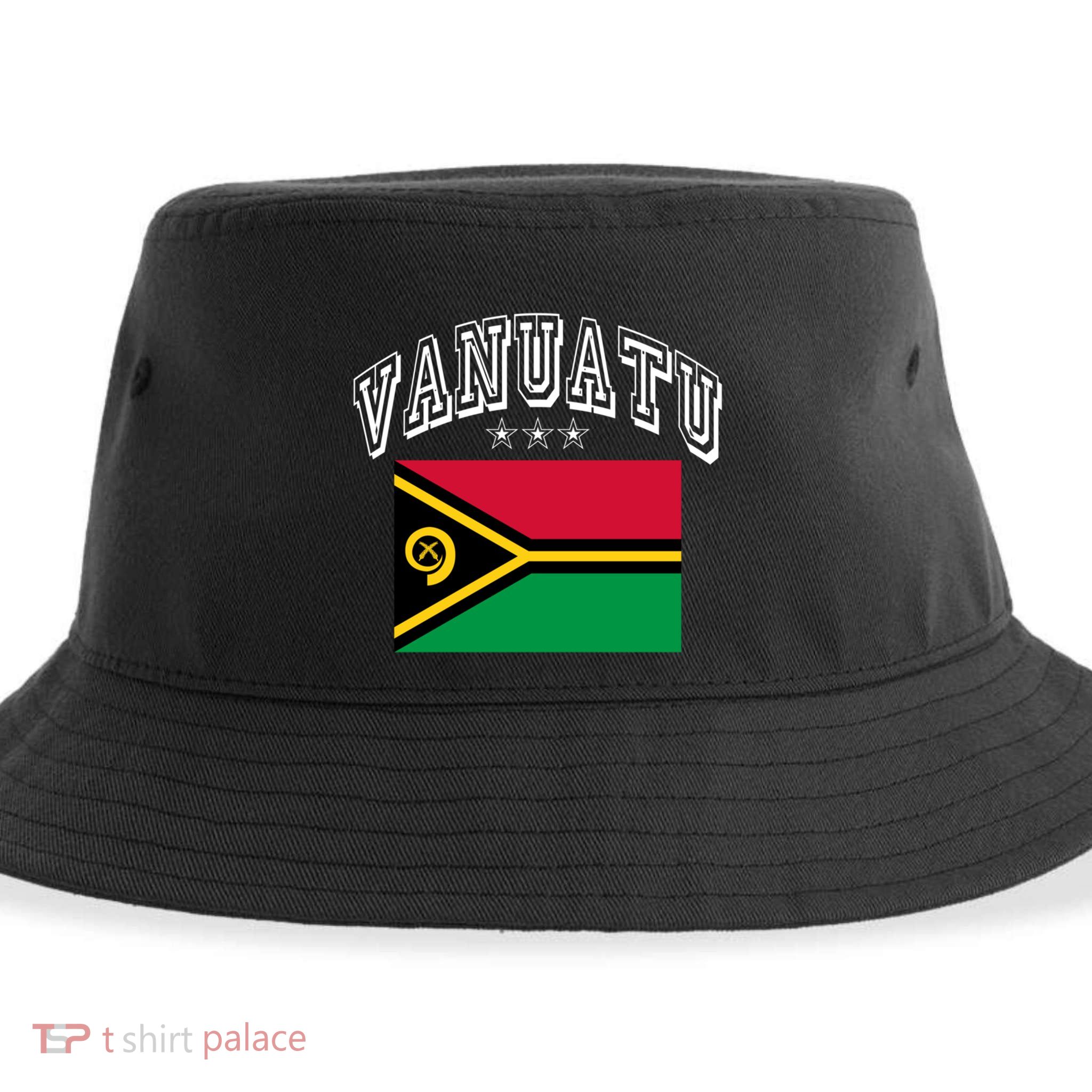 Vanuatu Patriotic Throwback Flag Souvenir Gift Sustainable Bucket Hat