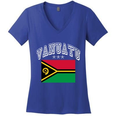 Vanuatu Patriotic Throwback Flag Souvenir Gift Women's V-Neck T-Shirt