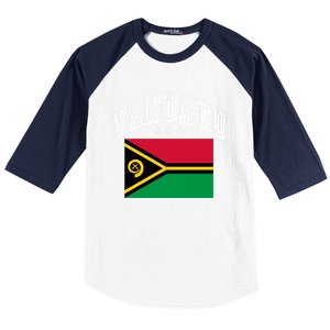 Vanuatu Patriotic Throwback Flag Souvenir Gift Baseball Sleeve Shirt