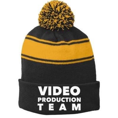 Video Production Team Stripe Pom Pom Beanie