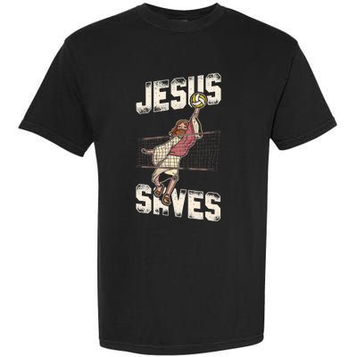 Volleyball Player Team Jesus Vintage Jesus Saves Garment-Dyed Heavyweight T-Shirt