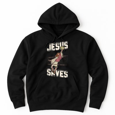 Volleyball Player Team Jesus Vintage Jesus Saves Hoodie