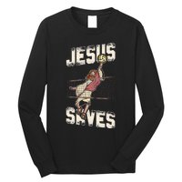 Volleyball Player Team Jesus Vintage Jesus Saves Long Sleeve Shirt