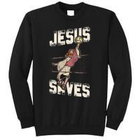 Volleyball Player Team Jesus Vintage Jesus Saves Sweatshirt