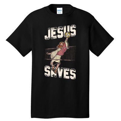 Volleyball Player Team Jesus Vintage Jesus Saves Tall T-Shirt