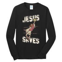 Volleyball Player Team Jesus Vintage Jesus Saves Tall Long Sleeve T-Shirt