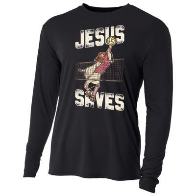 Volleyball Player Team Jesus Vintage Jesus Saves Cooling Performance Long Sleeve Crew