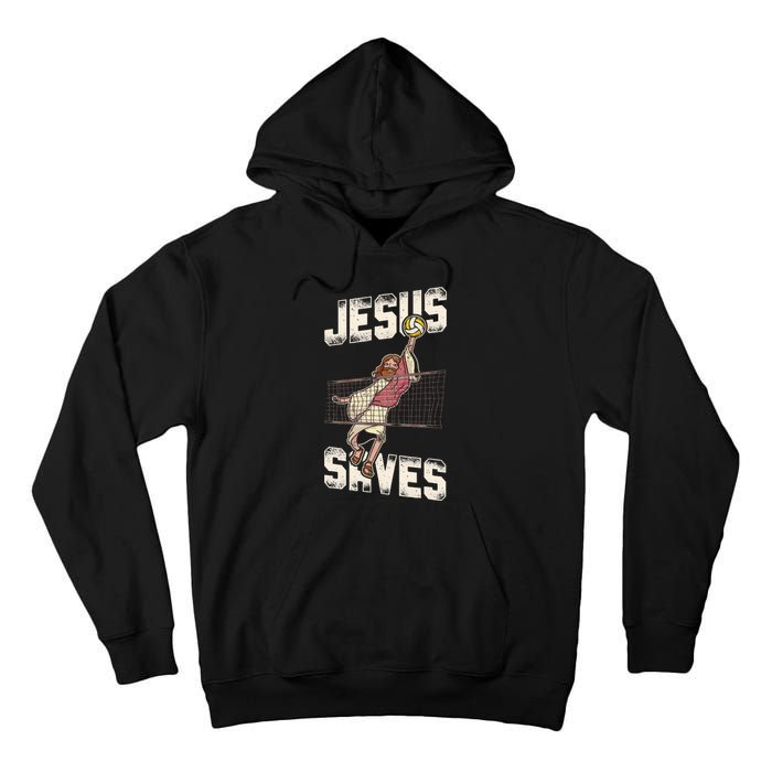 Volleyball Player Team Jesus Vintage Jesus Saves Tall Hoodie