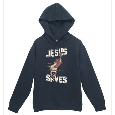 Volleyball Player Team Jesus Vintage Jesus Saves Urban Pullover Hoodie