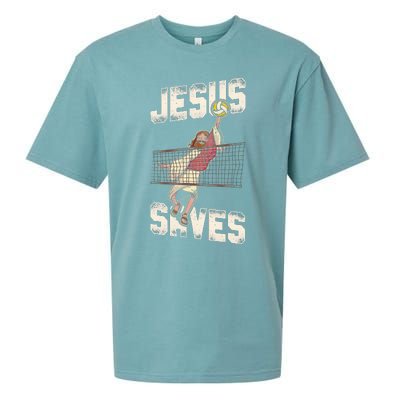 Volleyball Player Team Jesus Vintage Jesus Saves Sueded Cloud Jersey T-Shirt