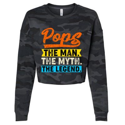 VINTAGE POPS THE MAN THE MYTH THE LEGEND Fathers Day Cropped Pullover Crew