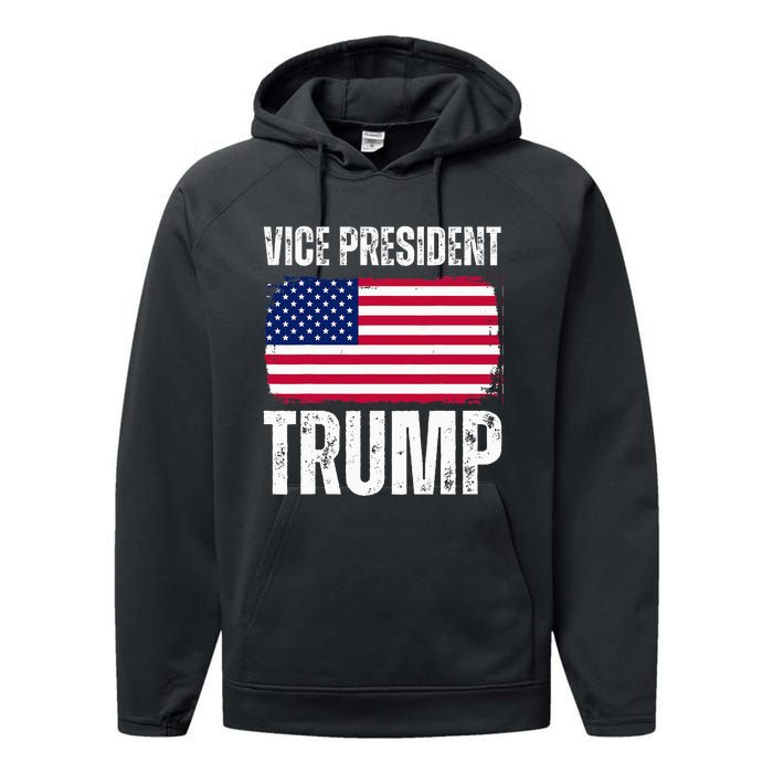 Vice President Trump Usa America Flag Funny Performance Fleece Hoodie