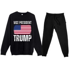 Vice President Trump Usa America Flag Funny Premium Crewneck Sweatsuit Set