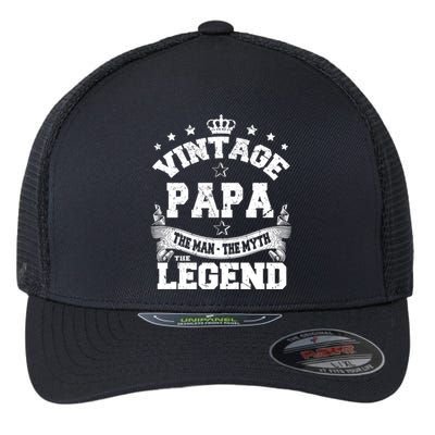 Vintage Papa The Myth Legend Grandpa Gift Funny Gift Flexfit Unipanel Trucker Cap