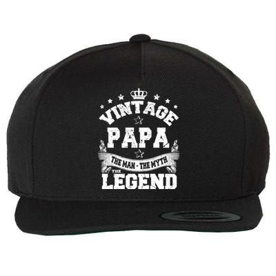 Vintage Papa The Myth Legend Grandpa Gift Funny Gift Wool Snapback Cap