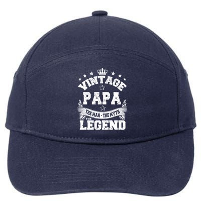 Vintage Papa The Myth Legend Grandpa Gift Funny Gift 7-Panel Snapback Hat