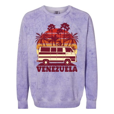 Venezuela Palm Tree Sunset Retro Colorblast Crewneck Sweatshirt