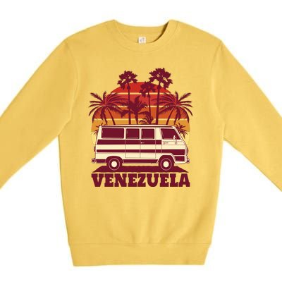 Venezuela Palm Tree Sunset Retro Premium Crewneck Sweatshirt