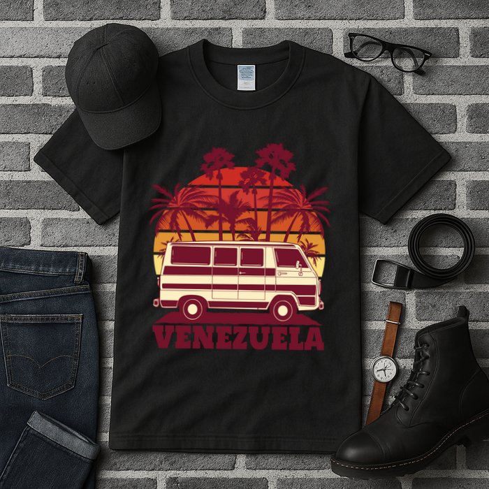 Venezuela Palm Tree Sunset Retro Tall T-Shirt