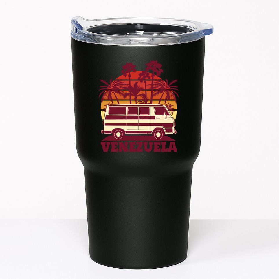Venezuela Palm Tree Sunset Retro Tumbler