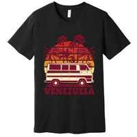 Venezuela Palm Tree Sunset Retro Premium T-Shirt