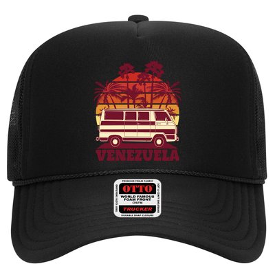 Venezuela Palm Tree Sunset Retro Trucker Hat