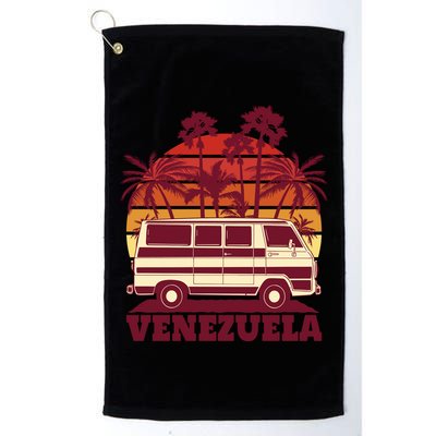 Venezuela Palm Tree Sunset Retro Golf Towel