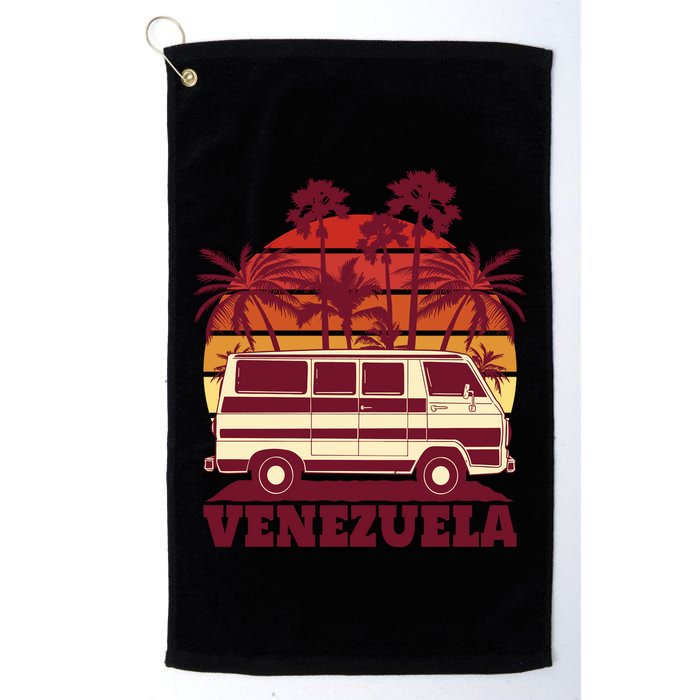 Venezuela Palm Tree Sunset Retro Golf Towel