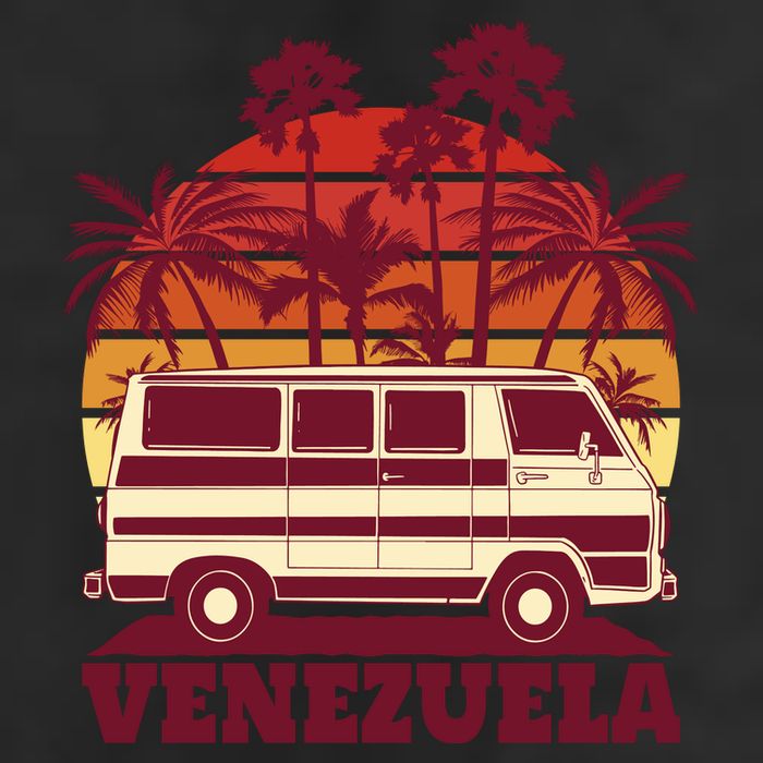 Venezuela Palm Tree Sunset Retro Golf Towel