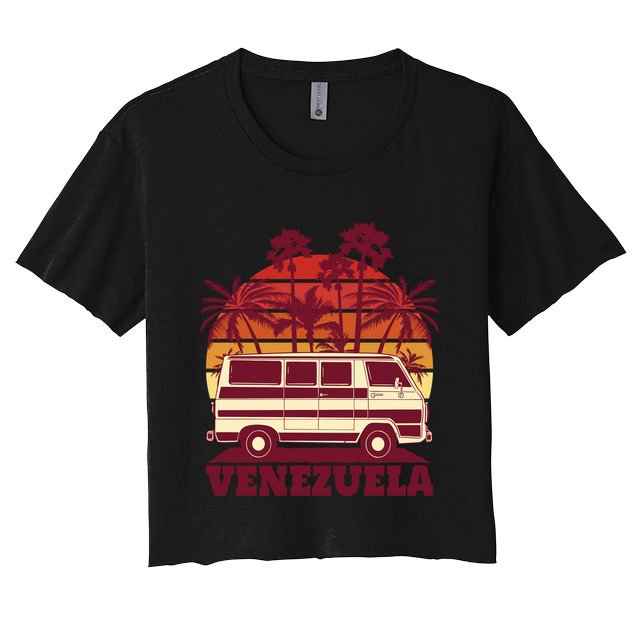 Venezuela Palm Tree Sunset Retro Crop Top
