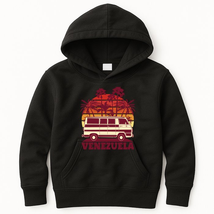 Venezuela Palm Tree Sunset Retro Kids Hoodie